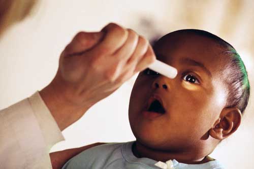 Baby getting an eye exam