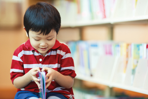 Young boy reading