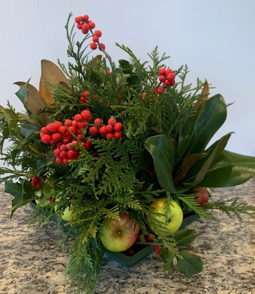 Decorative Holiday Centerpiece with Pam Mount NJ Family