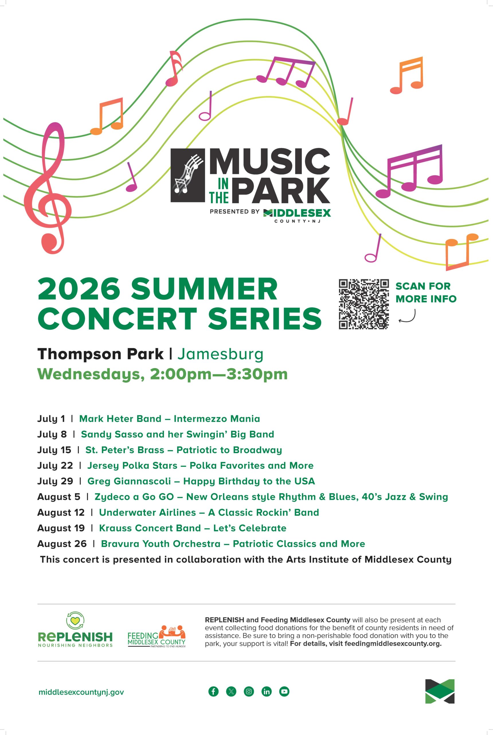 2026 Parks & Rec Music In The Park Summer Concert Series Thompson Park