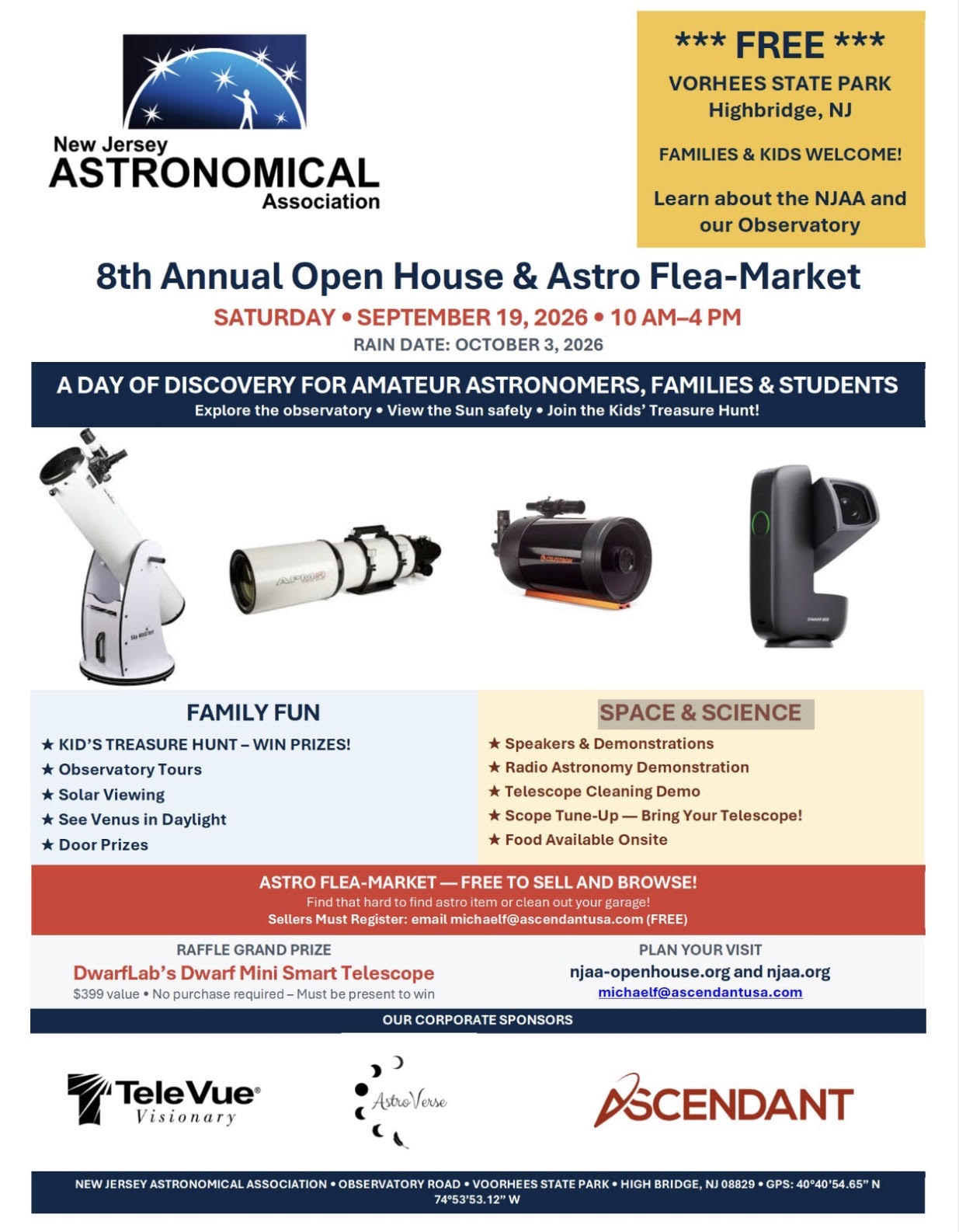NJ Astronomical Association's Observatory Open House and Astro Flea Market